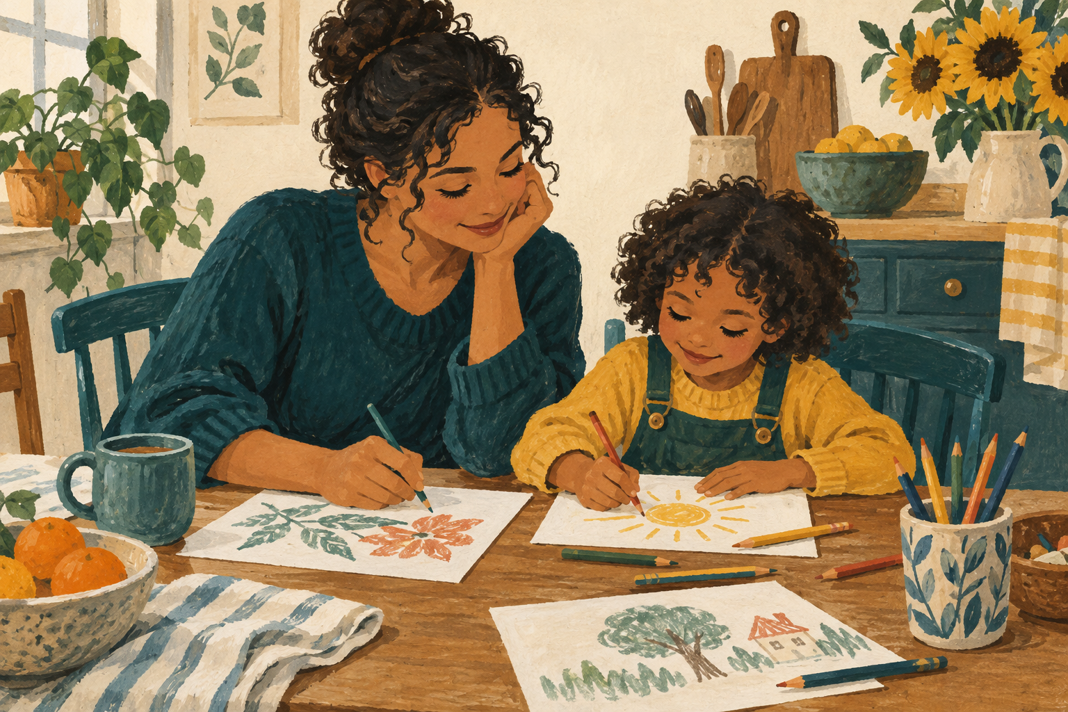 A parent and child sharing a quiet moment at home