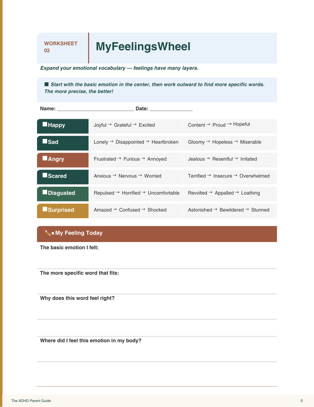 Sample page 2 from Growing Emotional Skills