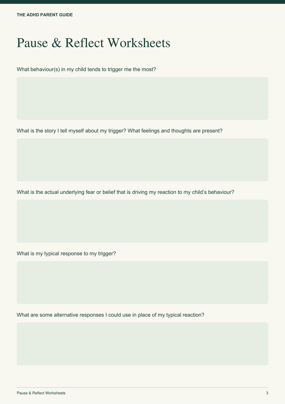 A reflection worksheet included with your guide